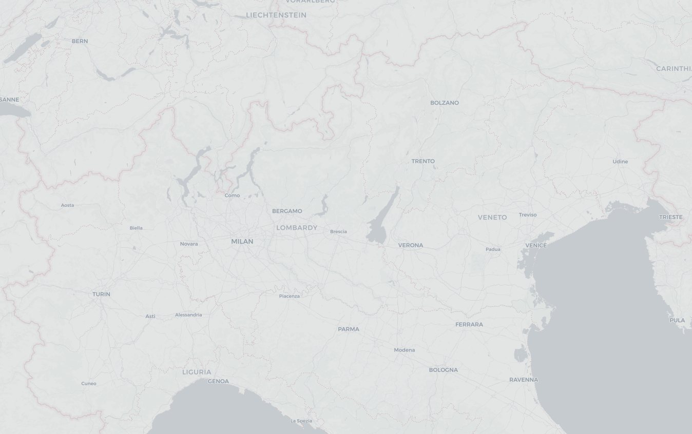 Mappa del Nord Italia con i punti degli interventi